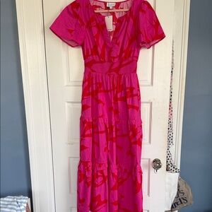 Sugar Lips Pink & Red Tiered V-Neck Maxi Dress - Women's NWT
